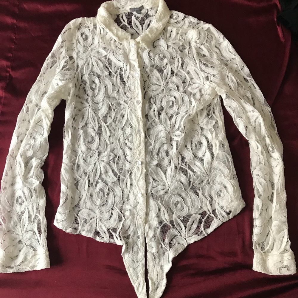 Button down lace top